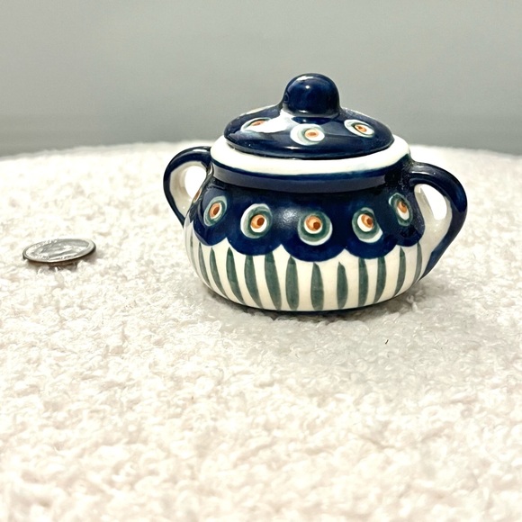 handmade painted abstract mini ceramic teacup home decor - Picture 8 of 9